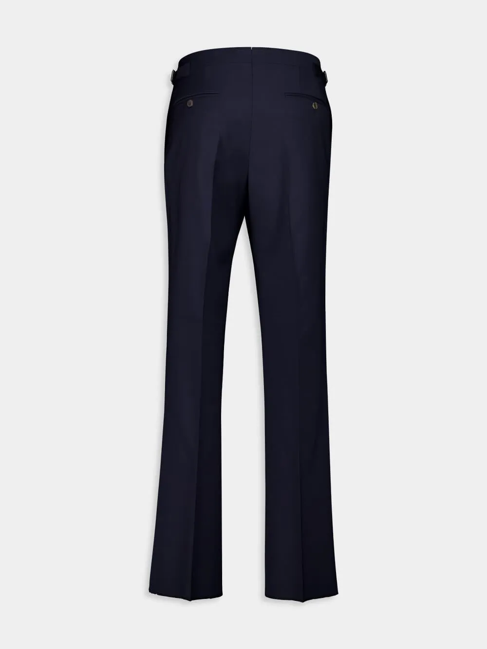 Navy Blue Regular Fit Pleated Wool Trousers sold by Fashion Clinic product image thumbnail 2