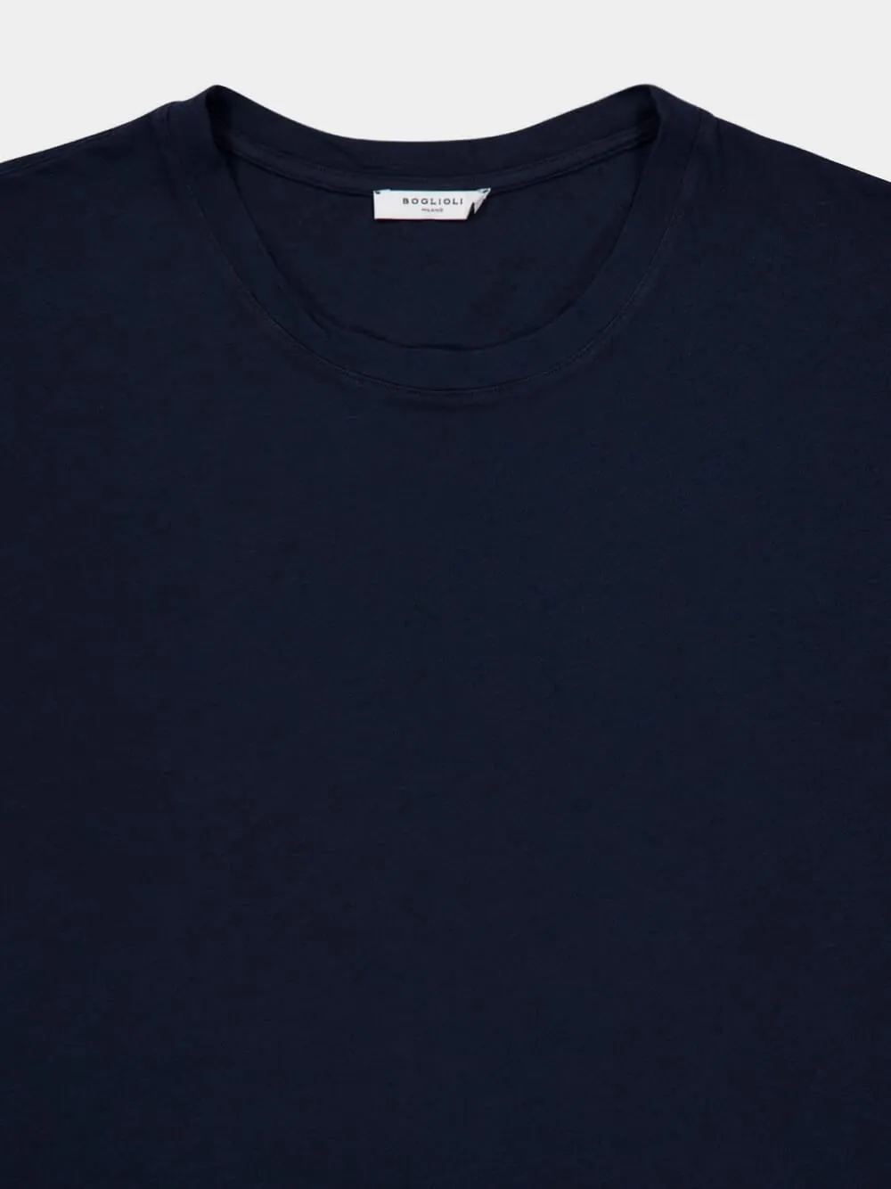 Navy Blue Cotton Linen Crew Neck T-Shirt sold by Fashion Clinic product image thumbnail 3