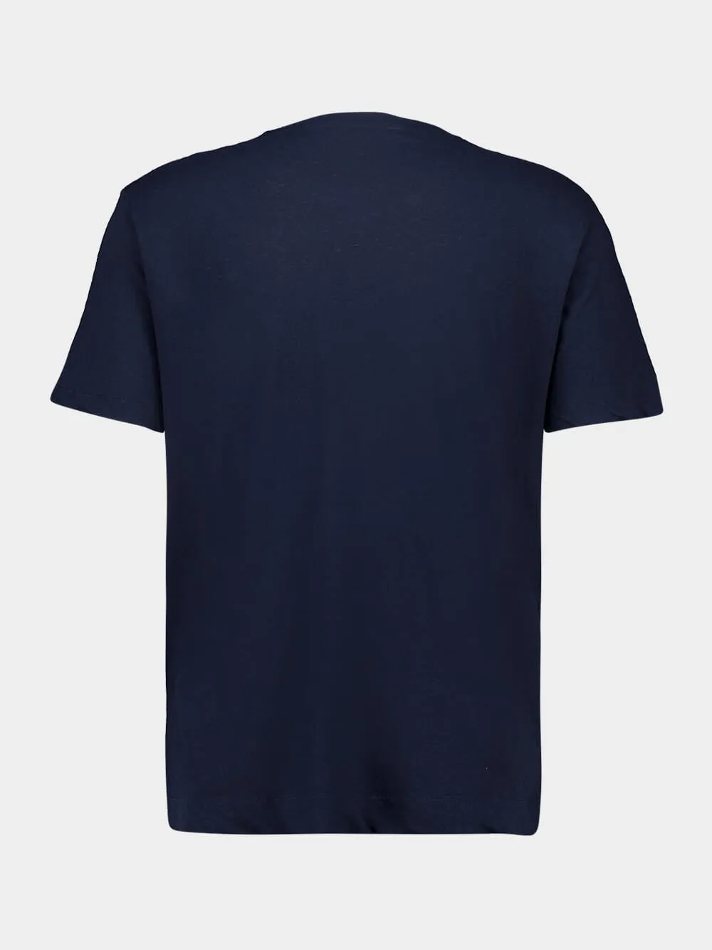 Navy Blue Cotton Linen Crew Neck T-Shirt sold by Fashion Clinic product image thumbnail 2
