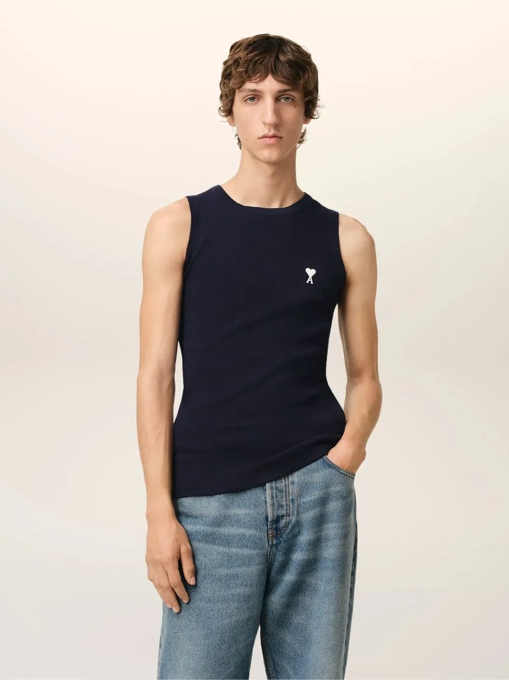 Night Blue Cotton Rib Tank Top sold by Fashion Clinic product image thumbnail 2