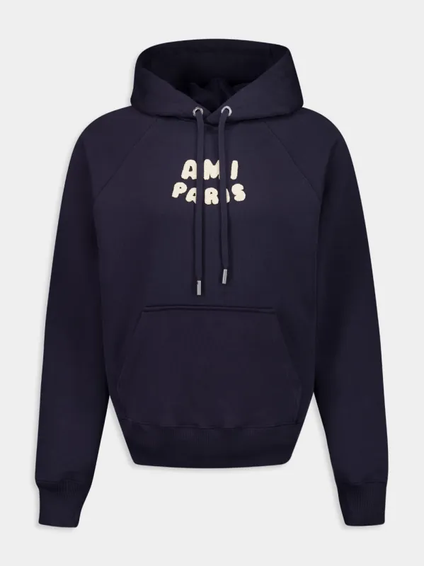 Navy Cotton Hooded Sweatshirt with Patch sold by Fashion Clinic