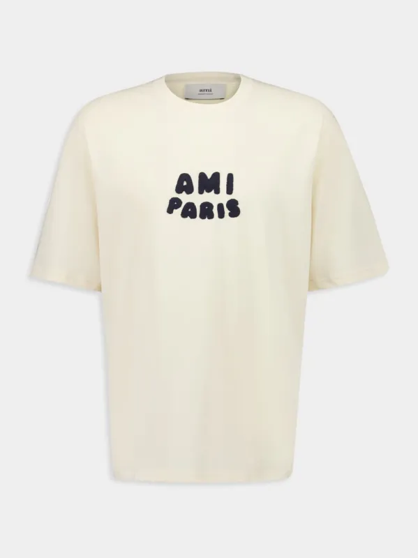 Beige Cotton Patch T-Shirt sold by Fashion Clinic