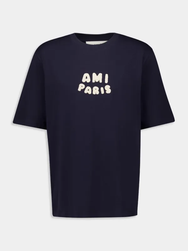 Navy Cotton Patch T-Shirt made by Ami