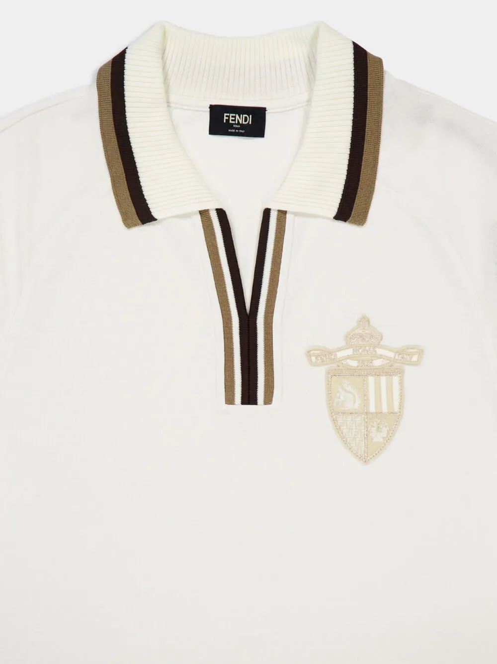 White FF Jacquard Polo Shirt sold by Fashion Clinic product image thumbnail 3