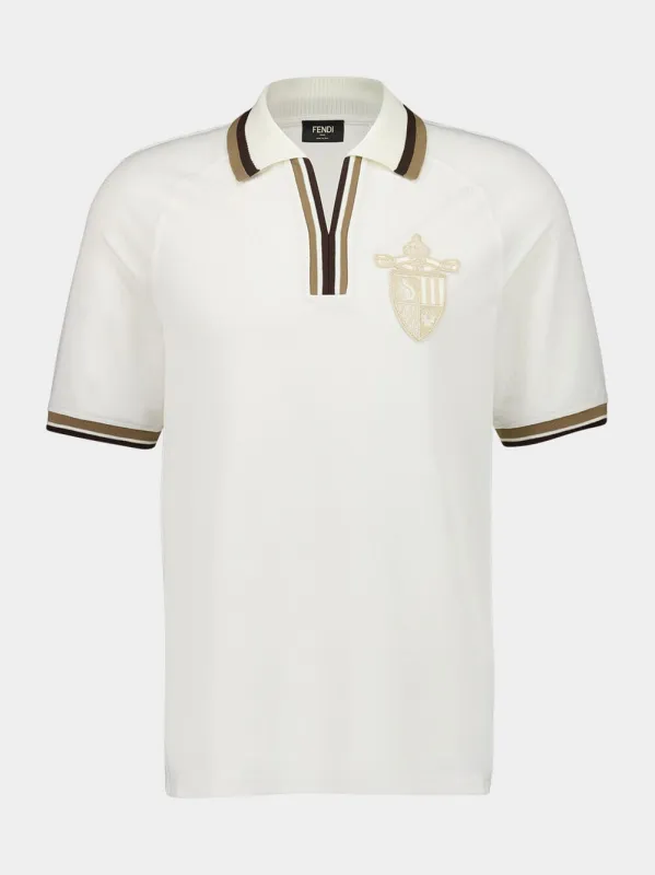 White FF Jacquard Polo Shirt sold by Fashion Clinic