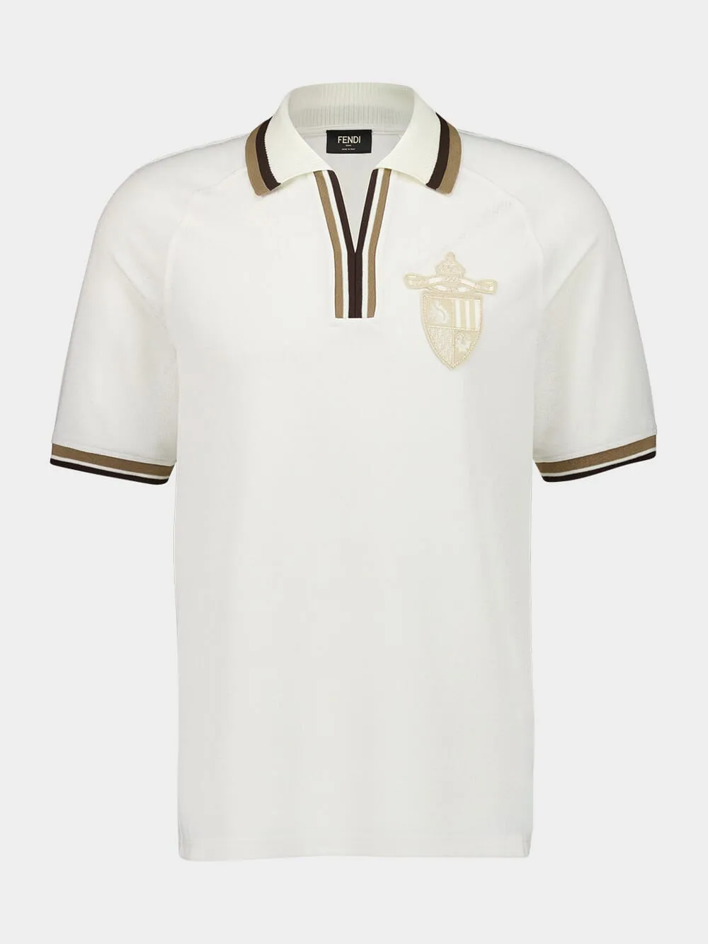 White FF Jacquard Polo Shirt sold by Fashion Clinic