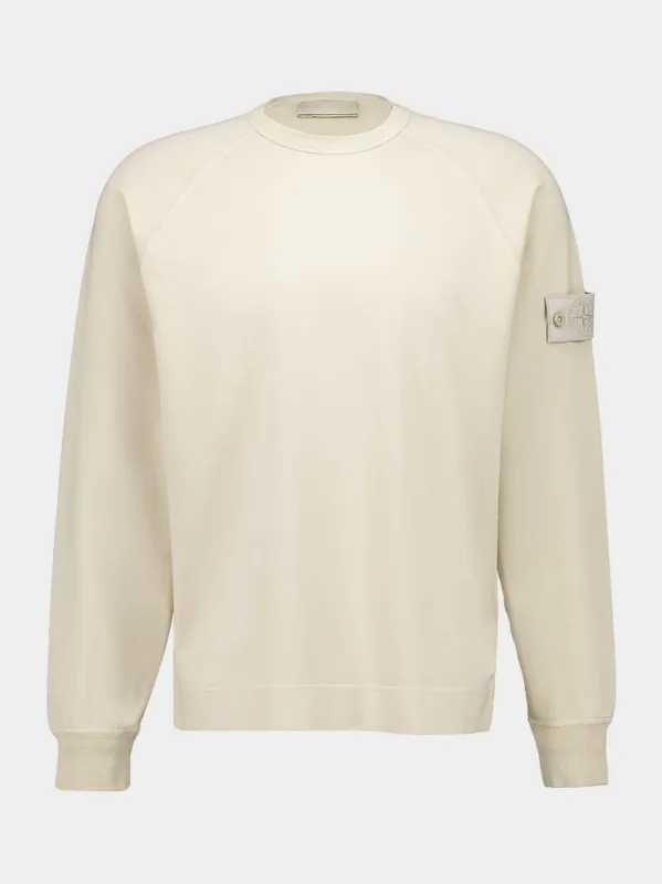 Beige Ghost Cotton Crew Neck Sweatshirt sold by Fashion Clinic