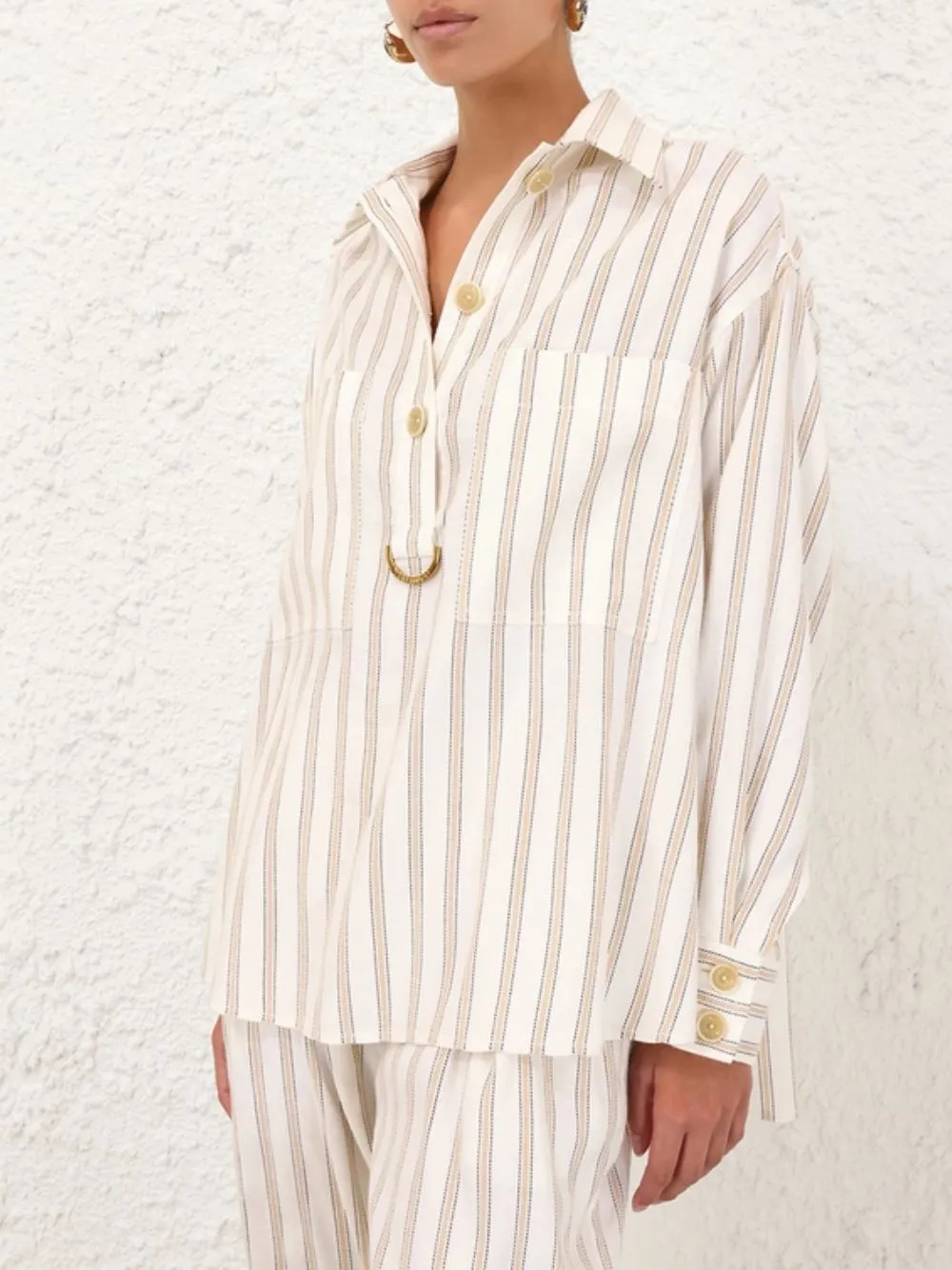 Cream Illuminate Gold Striped Shirt sold by Fashion Clinic product image thumbnail 2