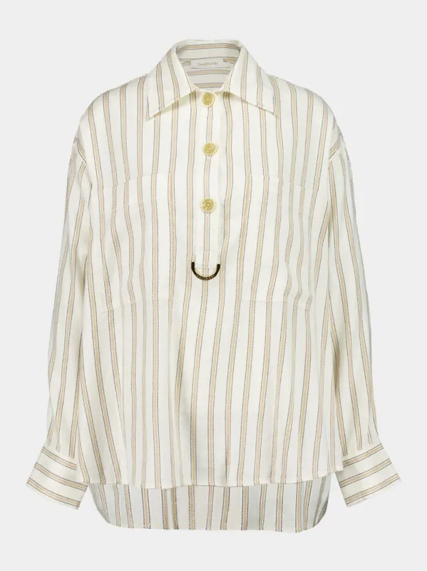 Cream Illuminate Gold Striped Shirt sold by Fashion Clinic