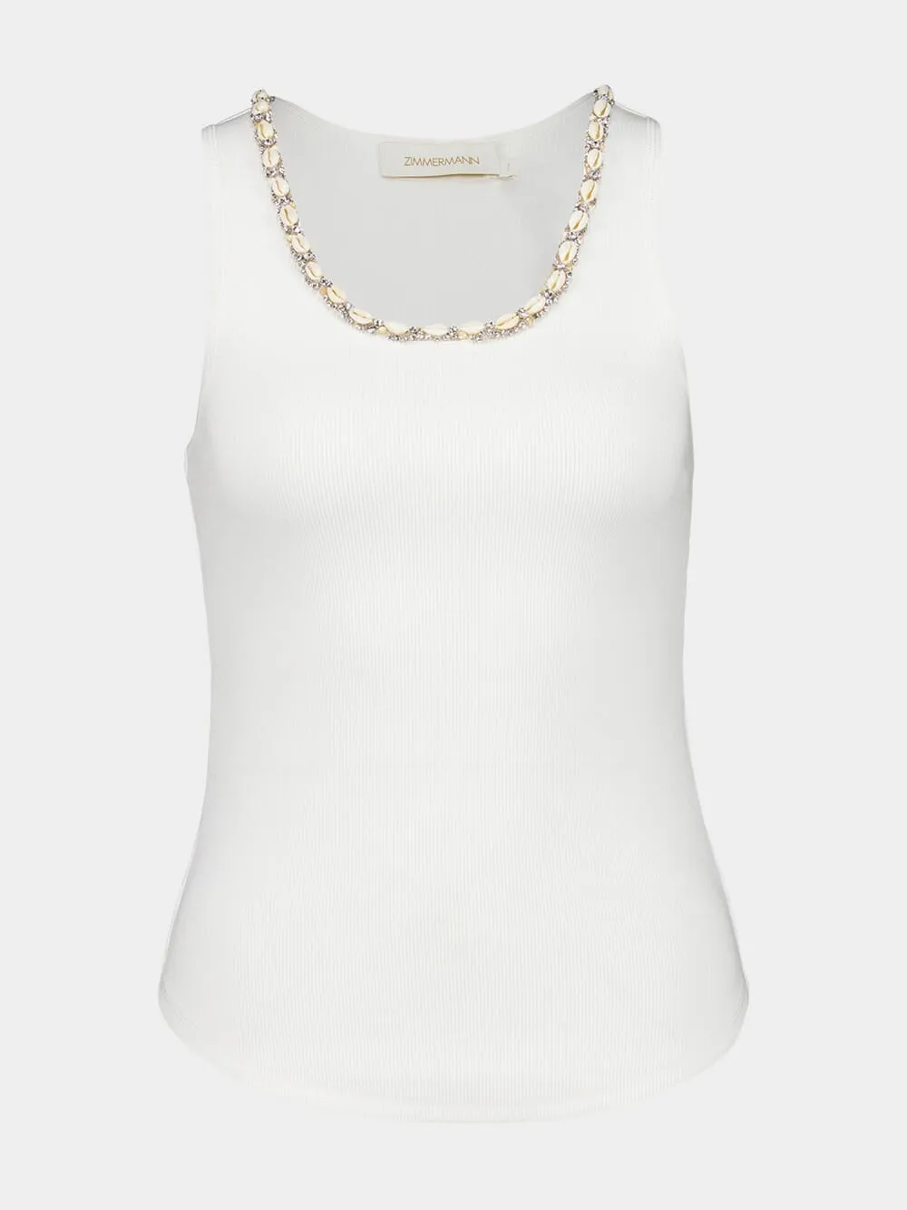 Ivory Illuminate Embellished Tank sold by Fashion Clinic