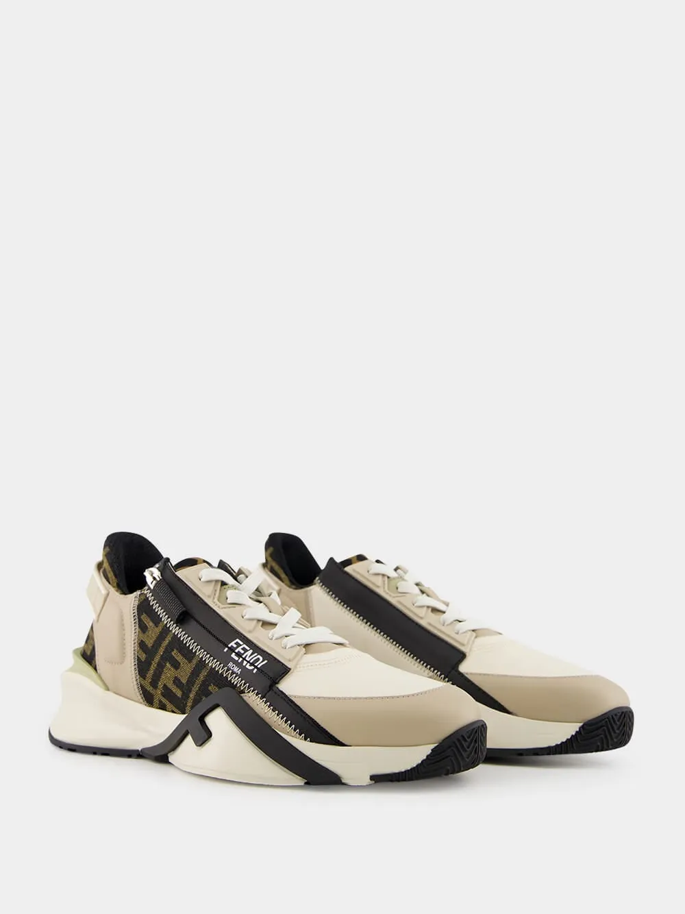 Flow Sneakers in Beige and Brown FF Jacquard sold by Fashion Clinic product image thumbnail 3