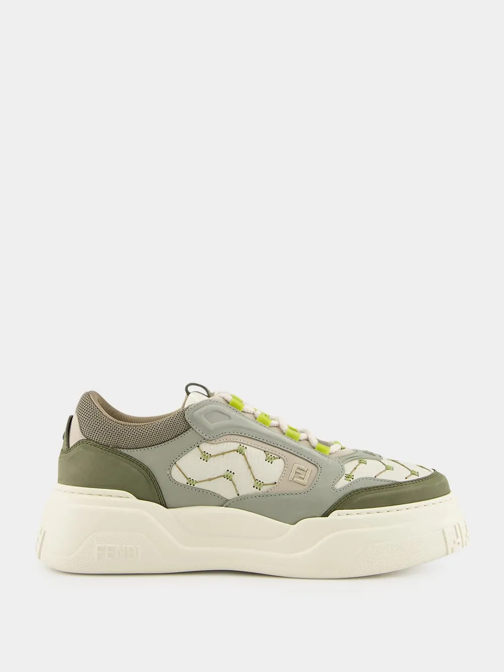 Green Force Leather and Nubuck Sneakers sold by Fashion Clinic