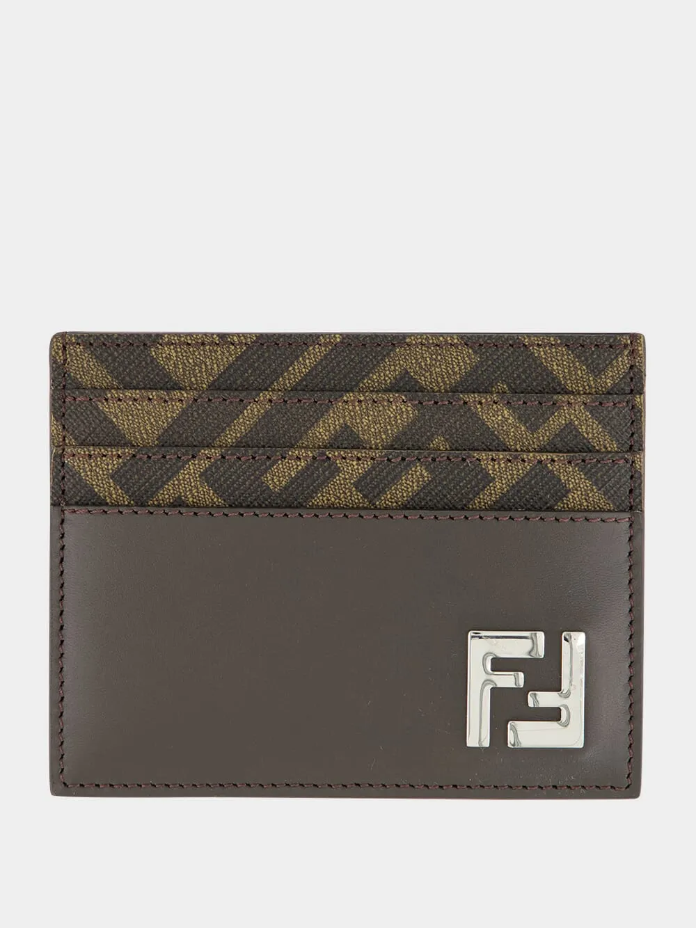 Brown FF Squared Card Holder sold by Fashion Clinic