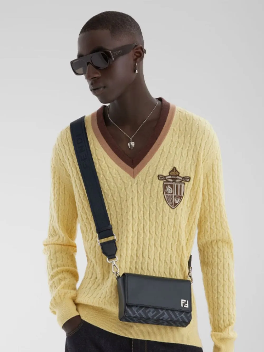 Dark Blue FF Squared Compact Bag sold by Fashion Clinic