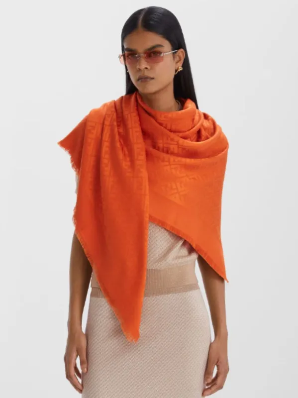 Orange FF Jacquard Shawl sold by Fashion Clinic