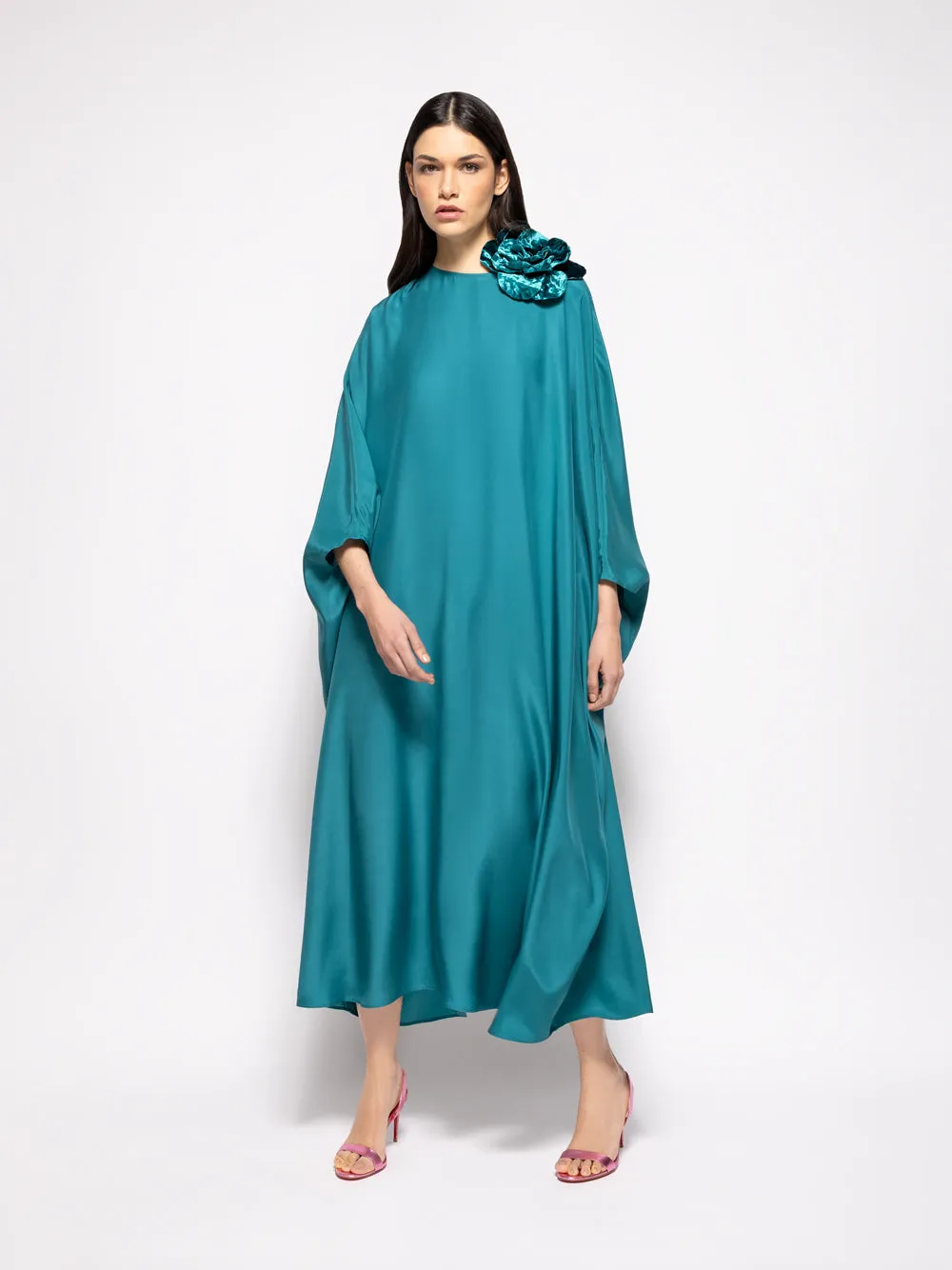 Auriga Botanical Green Silk Kaftan Dress sold by Fashion Clinic product image thumbnail 3