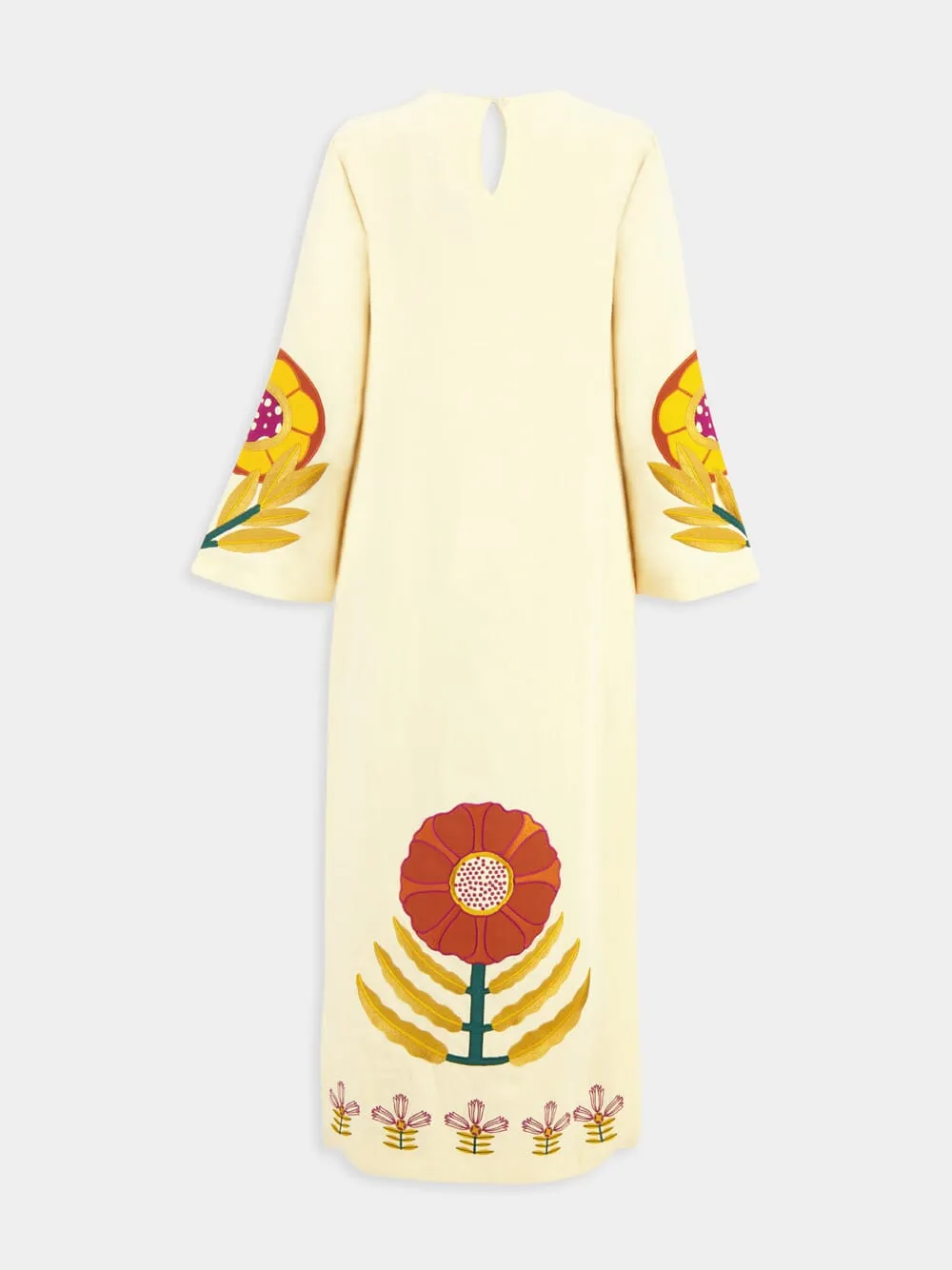 Shirley Vanilla Custard Embroidered Linen A-Line Dress sold by Fashion Clinic product image thumbnail 4