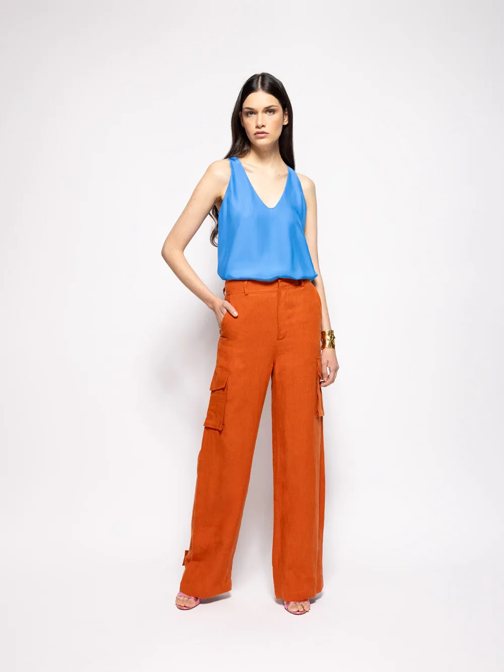 Saguaro Cinnamon Stick Linen Cargo Pants sold by Fashion Clinic product image thumbnail 3