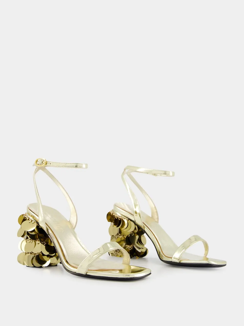 Gold Sandals with Sparkle Discs Heels sold by Fashion Clinic product image thumbnail 3