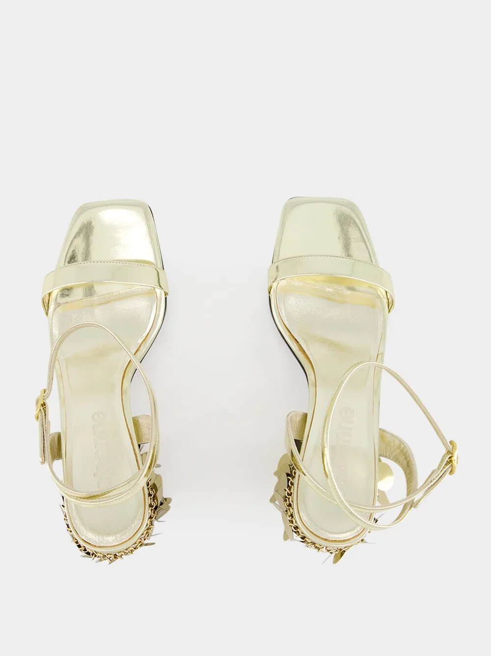 Gold Sandals with Sparkle Discs Heels sold by Fashion Clinic product image thumbnail 4