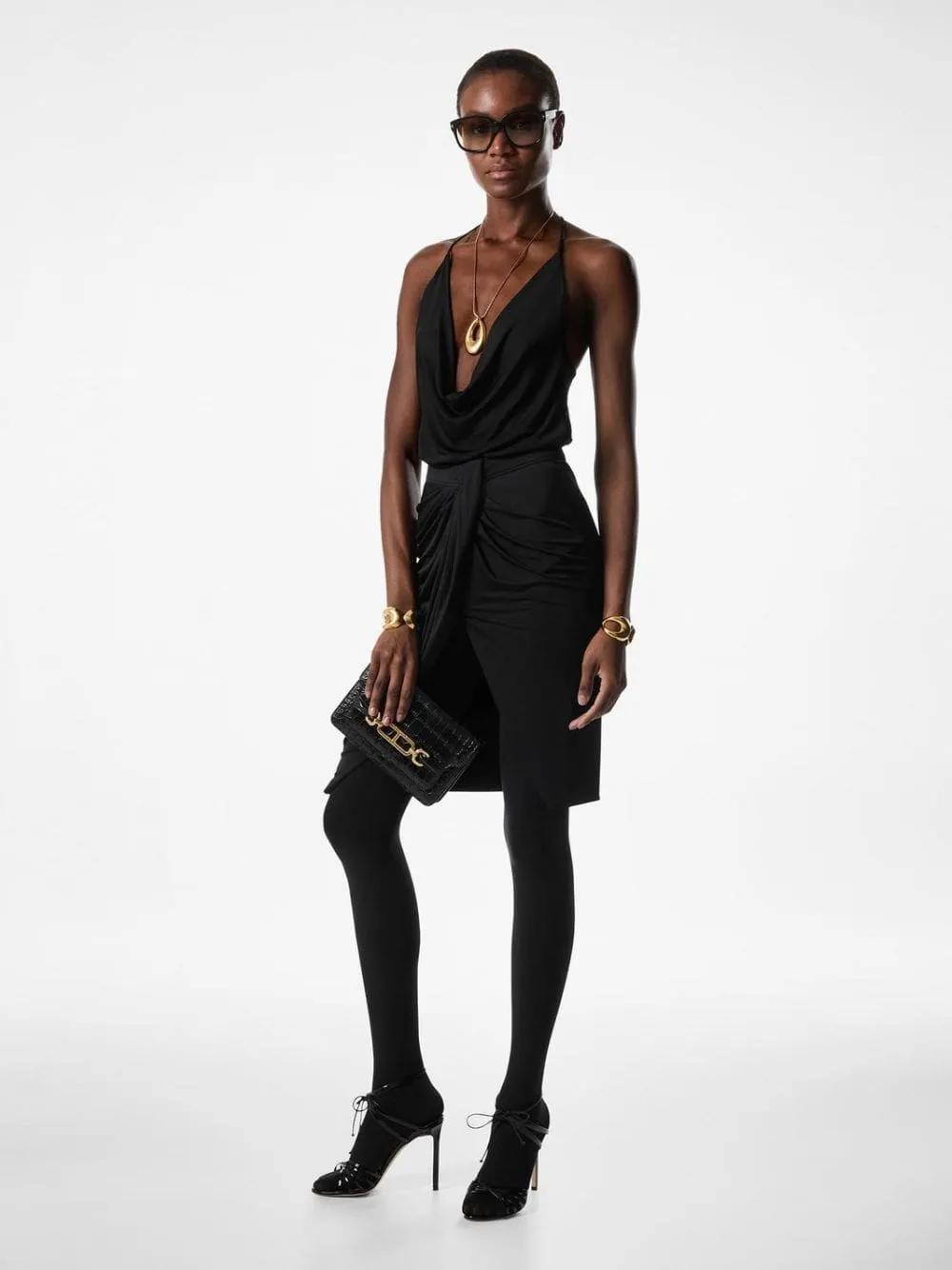 Black Jersey Halterneck Tank Top sold by Fashion Clinic product image thumbnail 2