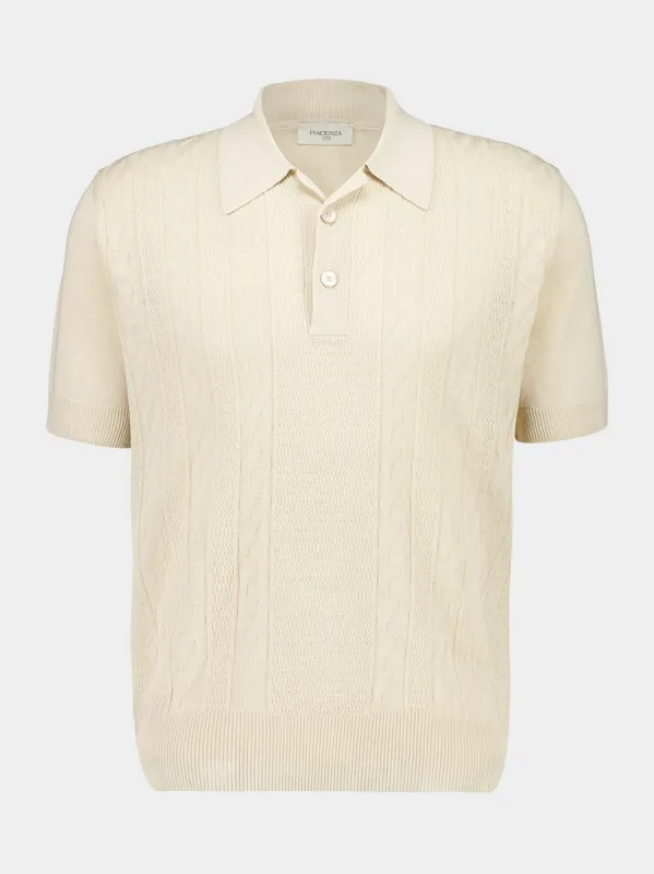 Cream Silk-Linen Polo Shirt sold by Fashion Clinic