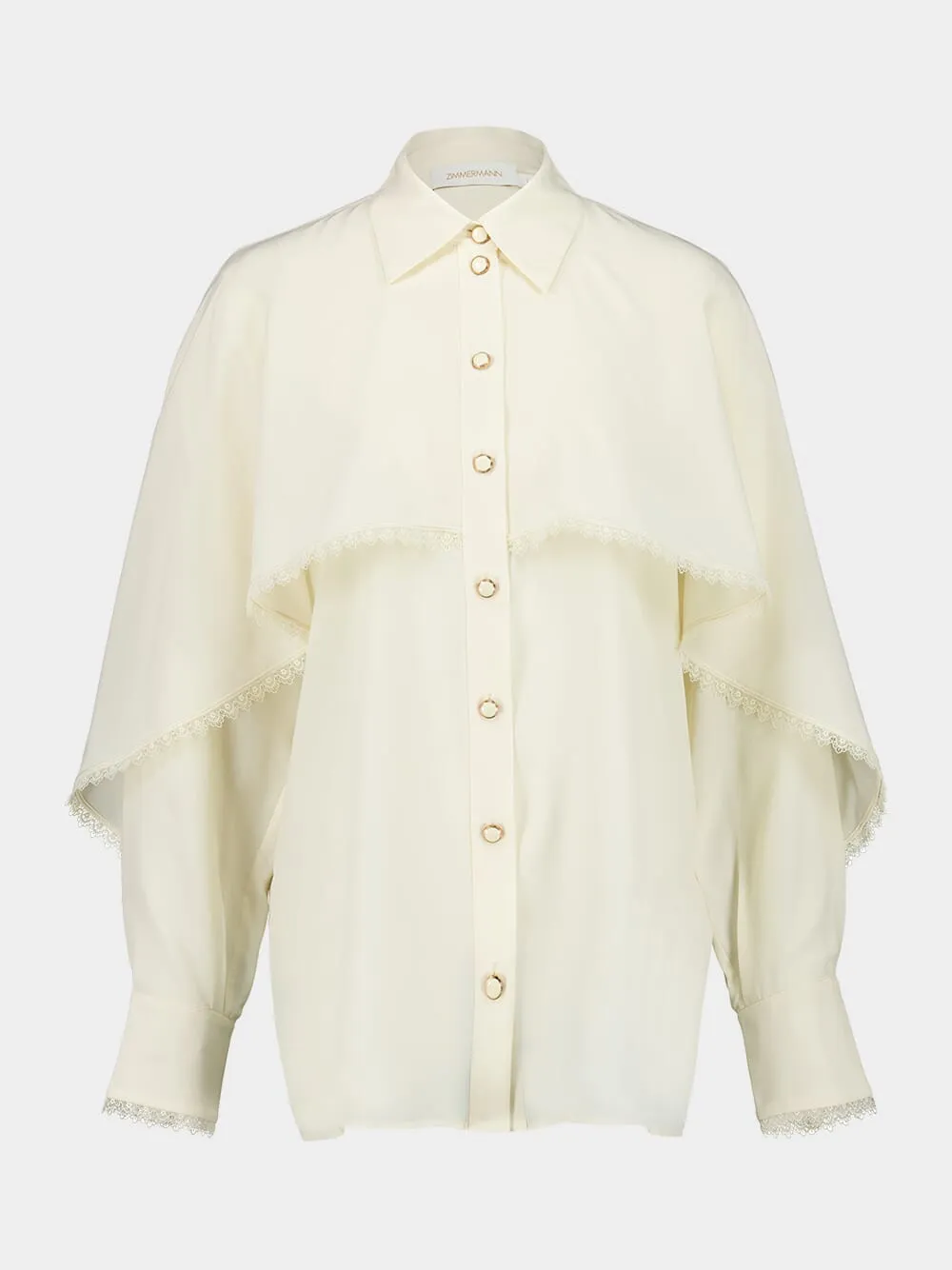 Cream Fringed Cape Blouse sold by Fashion Clinic