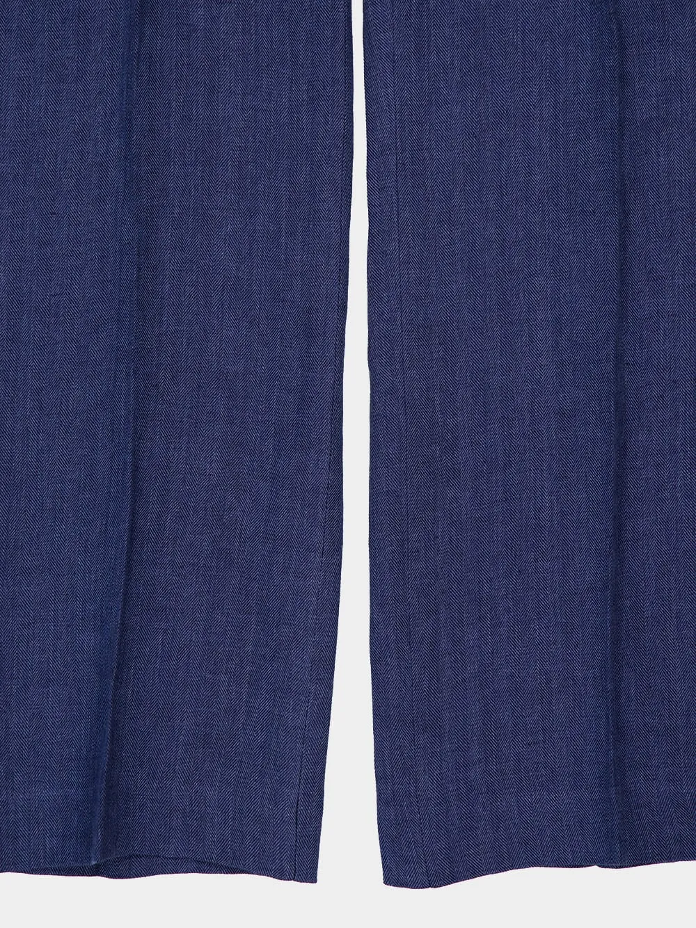 Blue Linen Straight-Leg Trousers sold by Fashion Clinic product image thumbnail 4