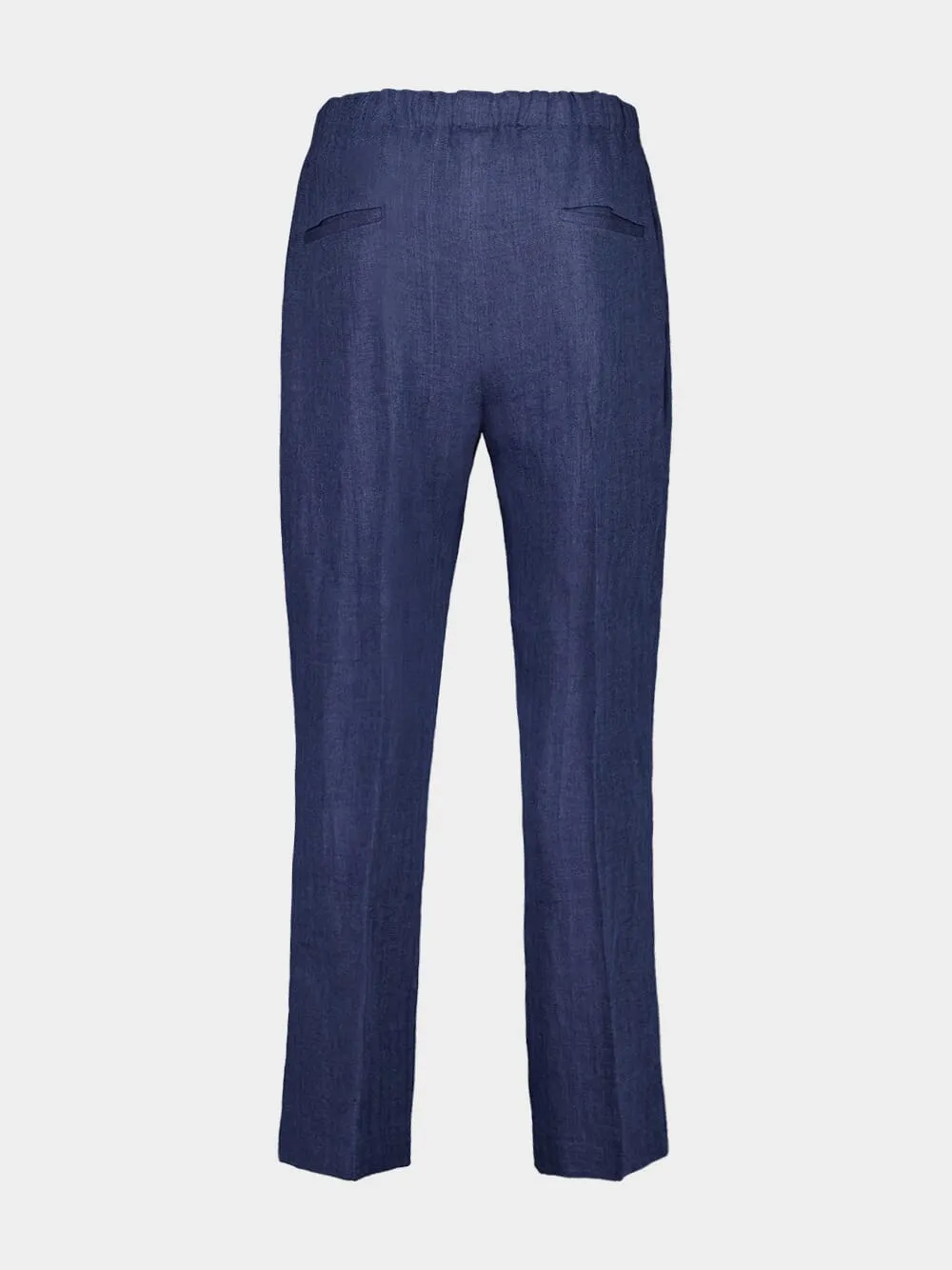 Blue Linen Straight-Leg Trousers sold by Fashion Clinic product image thumbnail 2