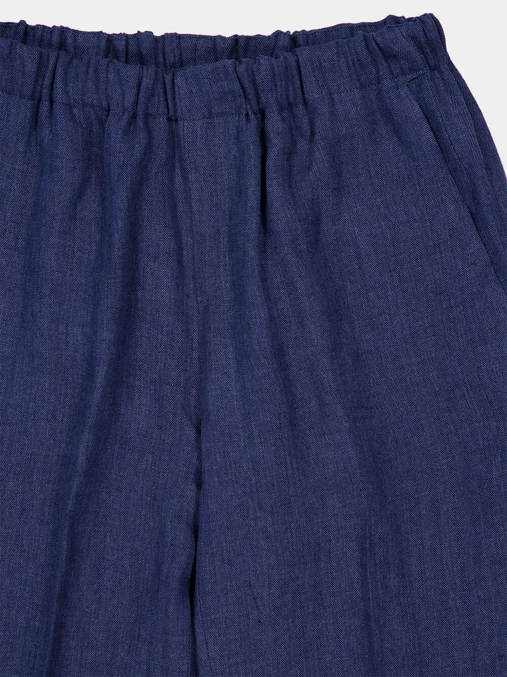 Blue Linen Straight-Leg Trousers sold by Fashion Clinic product image thumbnail 3