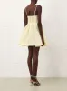 Lemon Silk-Linen V-Neck Mini Dress sold by Fashion Clinic