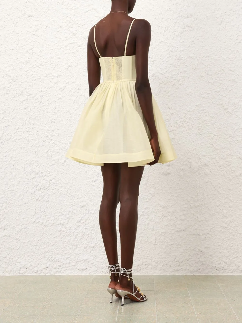 Lemon Silk-Linen V-Neck Mini Dress sold by Fashion Clinic product image thumbnail 4