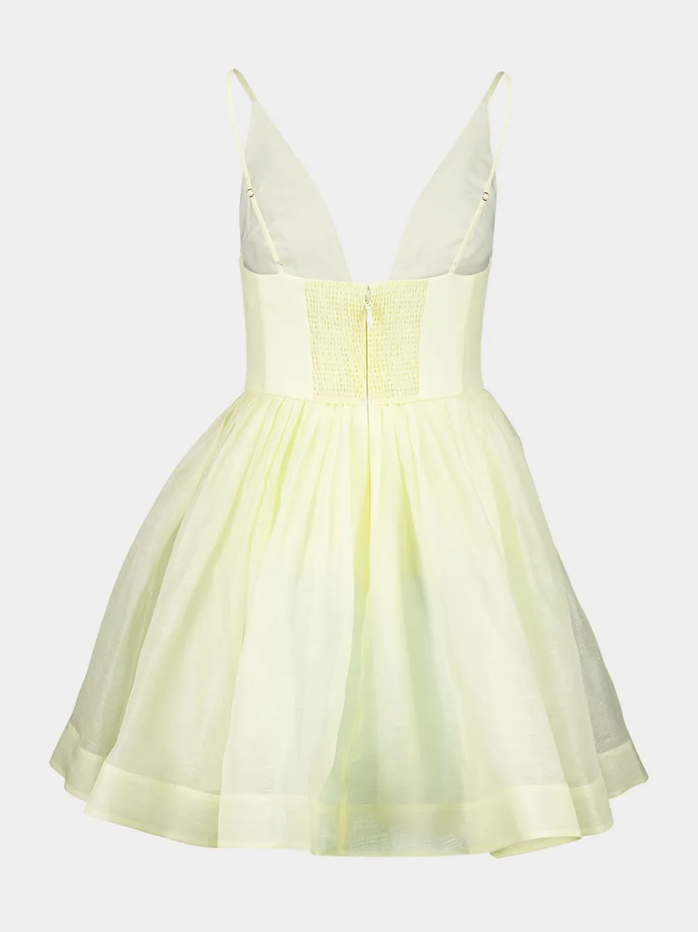 Lemon Silk-Linen V-Neck Mini Dress sold by Fashion Clinic product image thumbnail 3