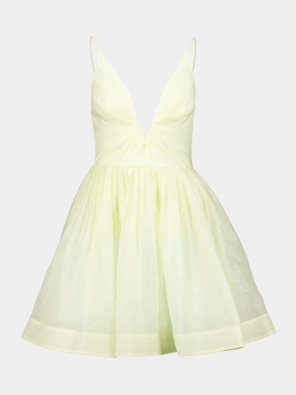 Lemon Silk-Linen V-Neck Mini Dress sold by Fashion Clinic
