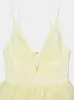 Lemon Silk-Linen V-Neck Mini Dress sold by Fashion Clinic