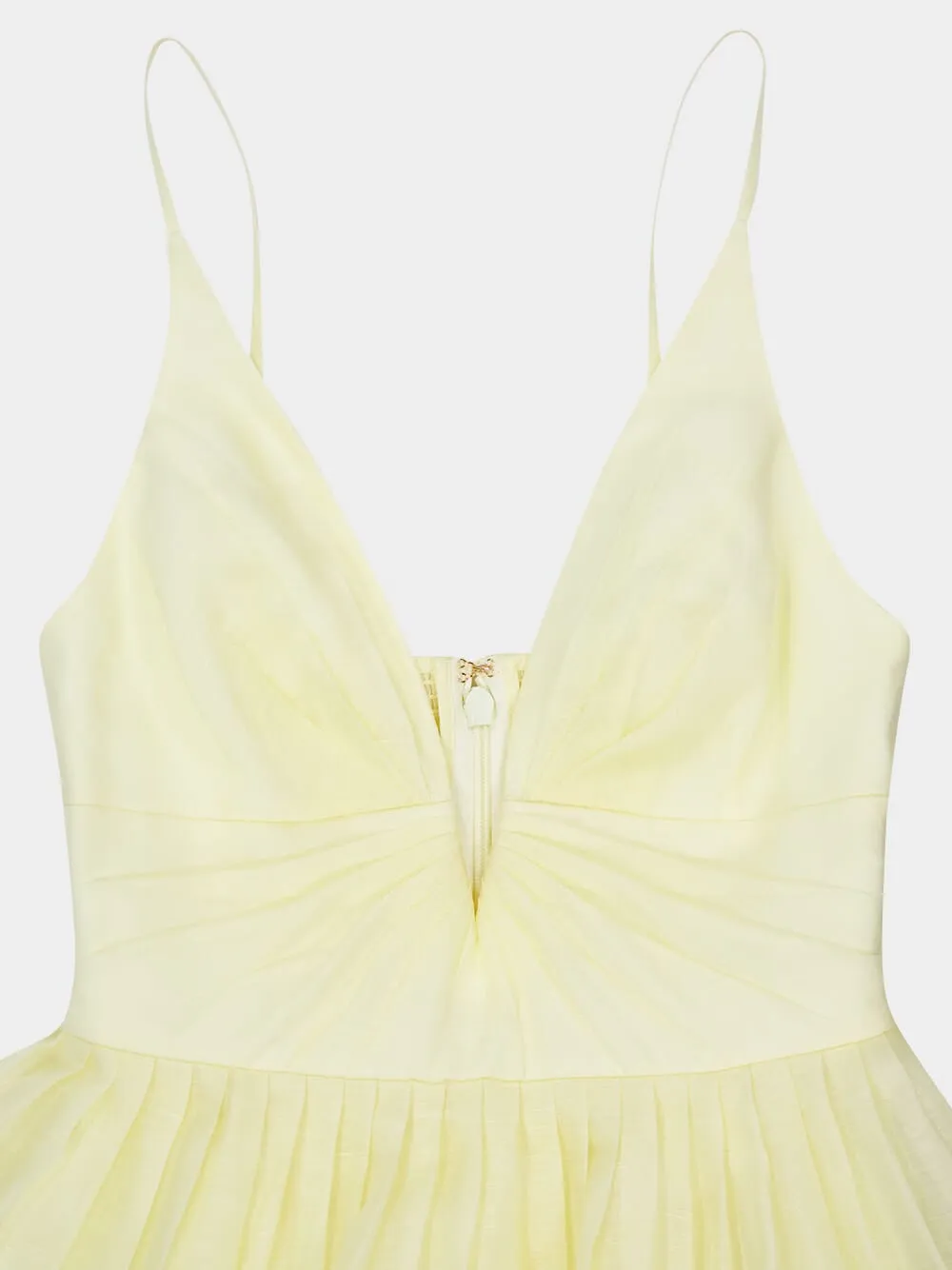 Lemon Silk-Linen V-Neck Mini Dress sold by Fashion Clinic product image thumbnail 5