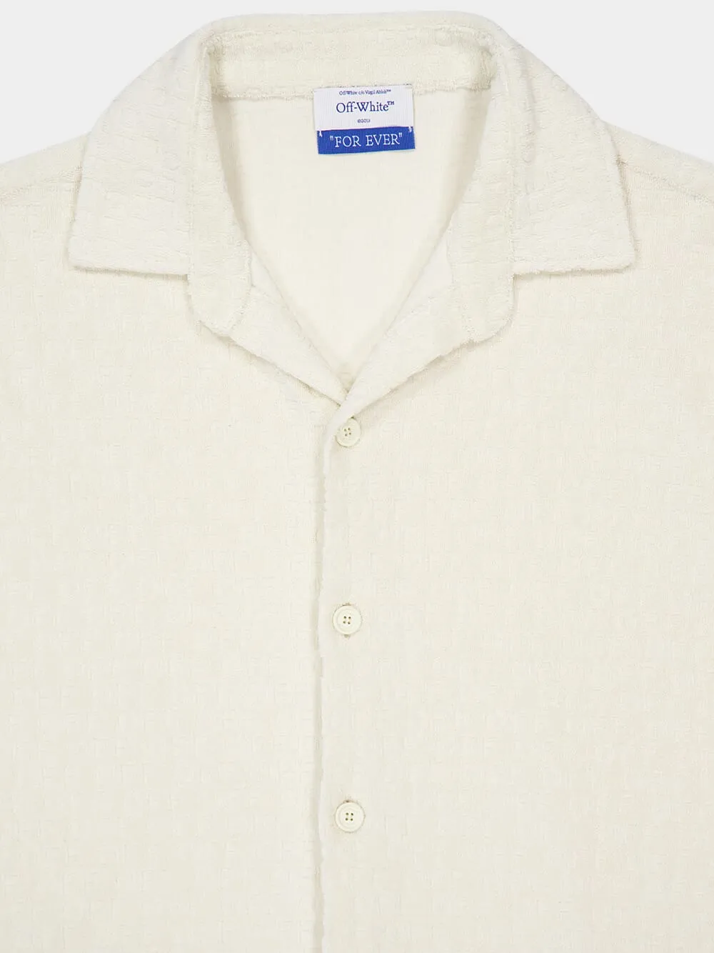 Cream Terry Cotton Bowling Shirt sold by Fashion Clinic product image thumbnail 3