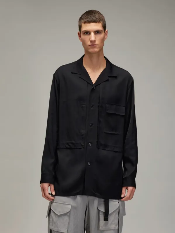 Black Rayon Twill Shirt sold by Fashion Clinic