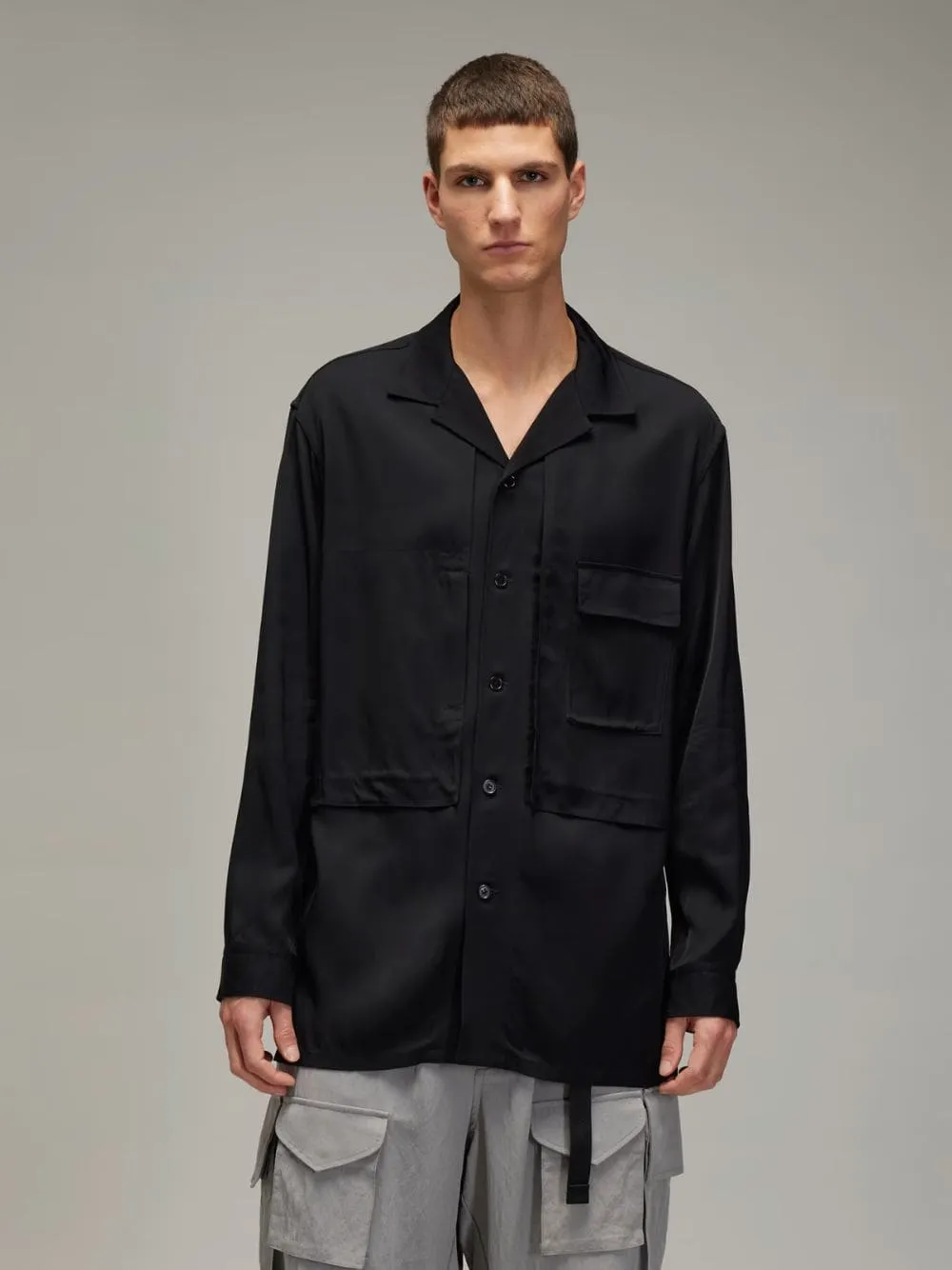 Black Rayon Twill Shirt sold by Fashion Clinic