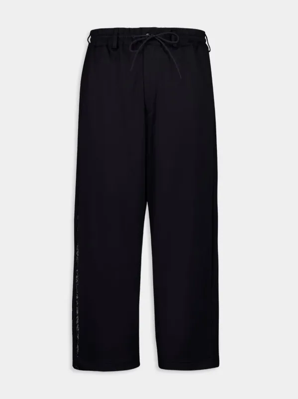 Black 3-Stripes Mesh Casual Trousers sold by Fashion Clinic