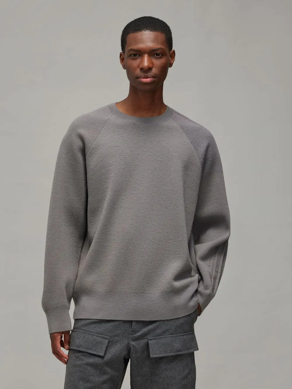 Grey 3S Knit Crew Sweater sold by Fashion Clinic product image thumbnail 2