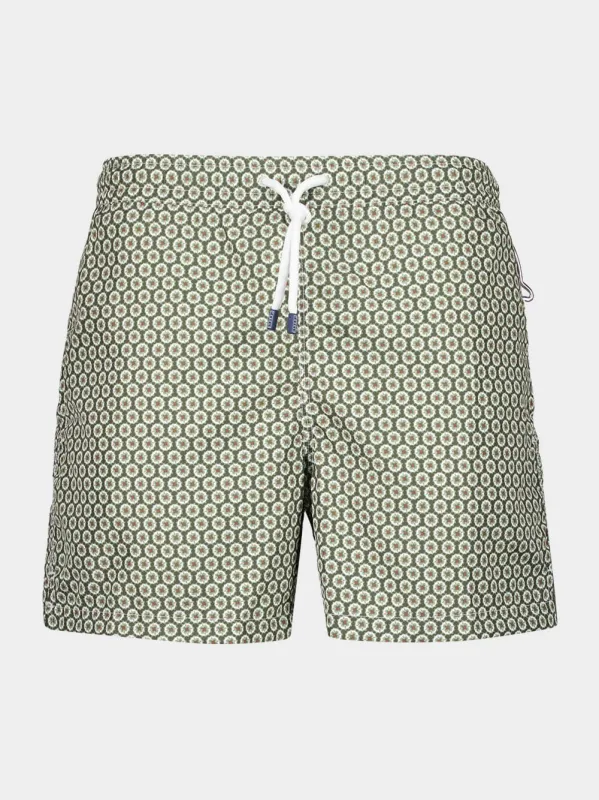Olive Green Printed Swim Shorts Madeira sold by Fashion Clinic