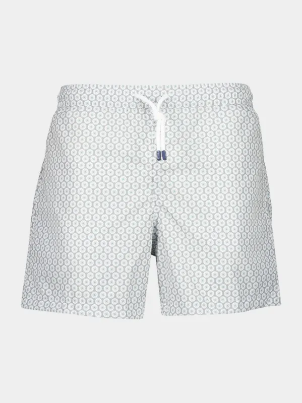 Light Grey Printed Swim Shorts Madeira sold by Fashion Clinic