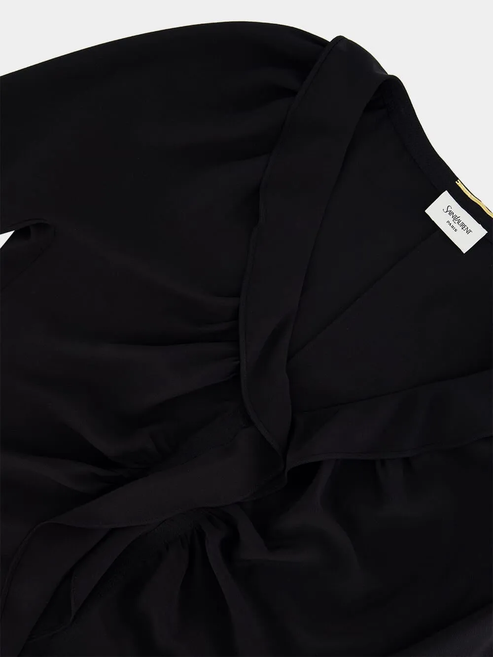 Black Ruffled Silk Crepe de Chine Blouse sold by Fashion Clinic product image thumbnail 3