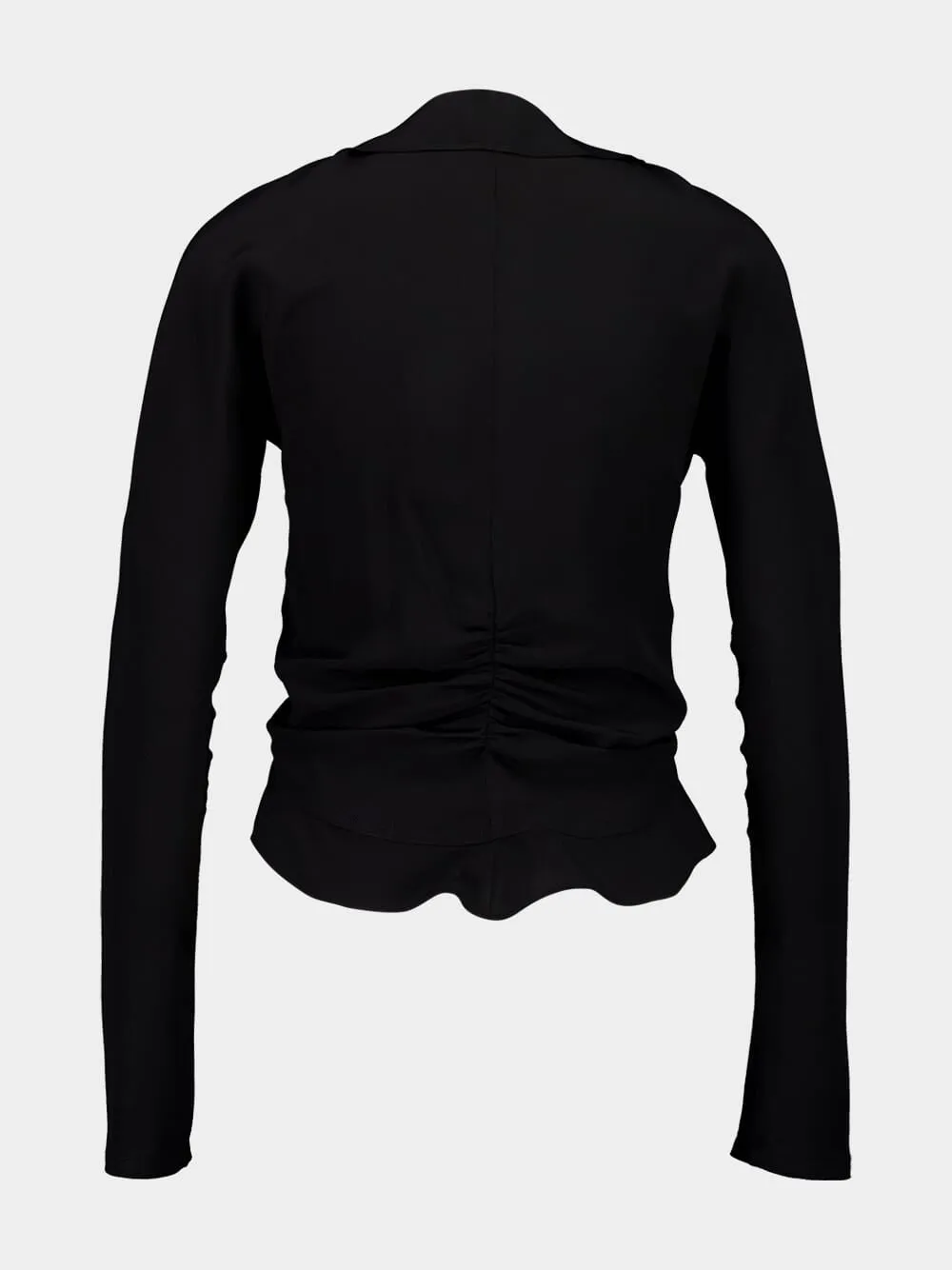 Black Ruffled Silk Crepe de Chine Blouse sold by Fashion Clinic product image thumbnail 2