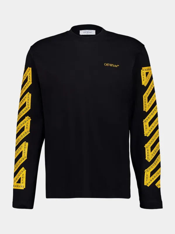 Black and Citrus Long-Sleeve Tape Arrow T-Shirt sold by Fashion Clinic