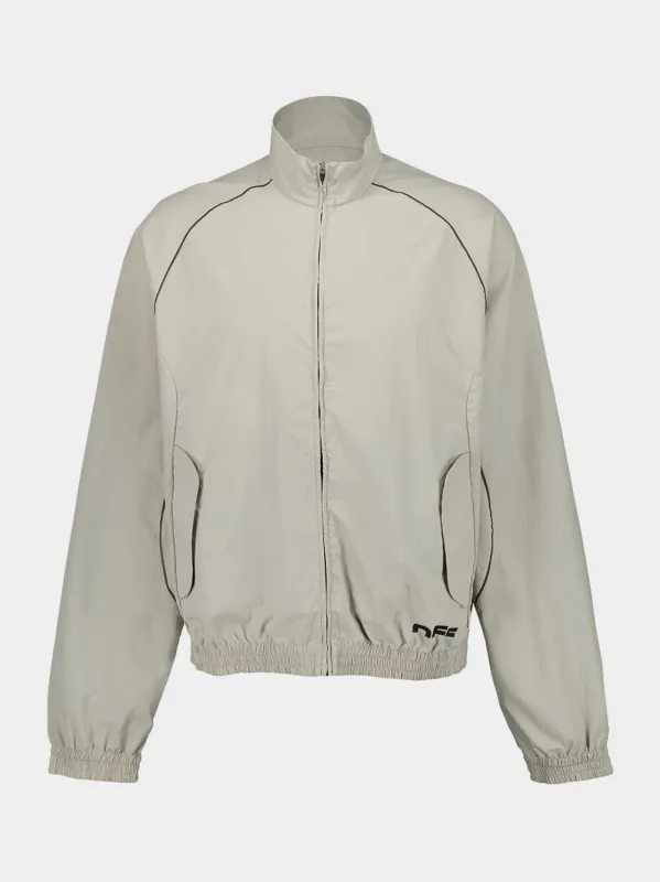 Light Grey Track Jacket in Nylon sold by Fashion Clinic