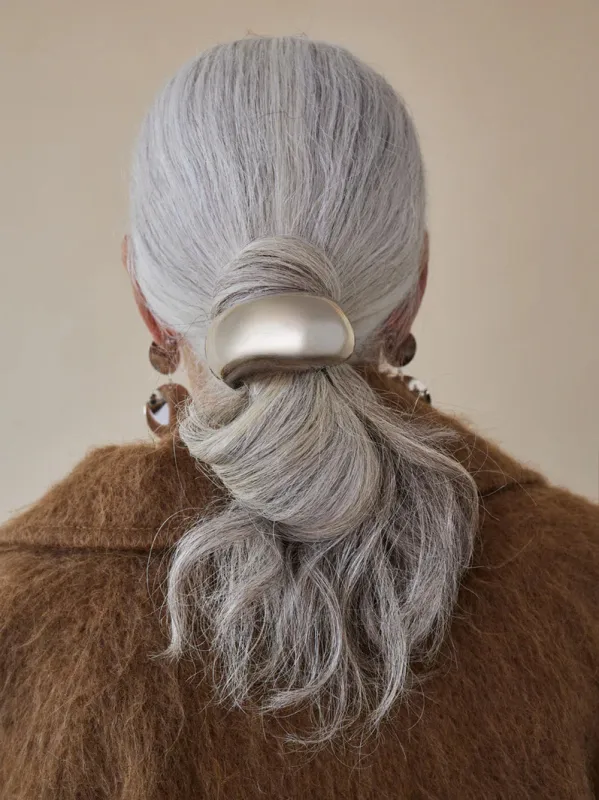 Rhodium Matte Dome Pony Cuff made by Fashion Clinic