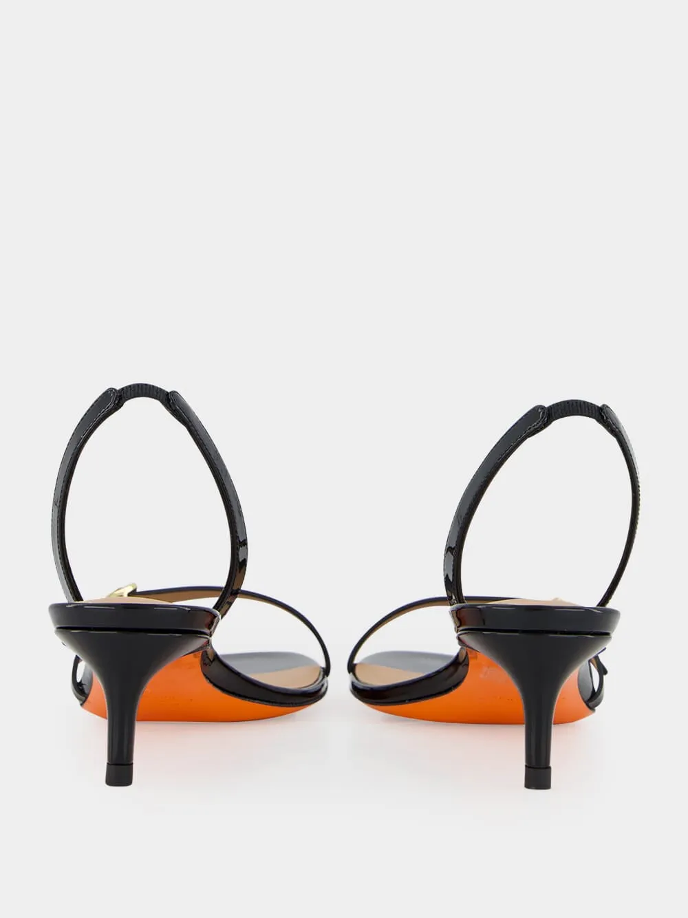 Black Virna Mid-Heel Leather Sandals sold by Fashion Clinic product image thumbnail 5