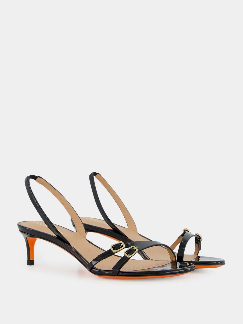 Black Virna Mid-Heel Leather Sandals sold by Fashion Clinic product image thumbnail 3